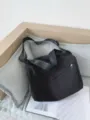 Japanese minimalist black canvas crossbody bag large capacity casual shoulder tote for women - Black