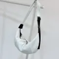 White nylon crescent crossbody bag, casual minimalist moon shoulder bag for daily wear. - White - Waterproof