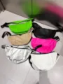 Detailed view of colorful crescent crossbody bags, casual waterproof nylon dumpling bags. - Khaki