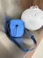 Blue nylon crossbody phone bag, minimalist casual lightweight shoulder bag for daily use. - Blue