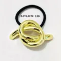 Hellgoldenes Metall-Knoten-Haargummi, minimalistisches geometrisches Design für Damen und Mädchen. - Westlicher Minimalistischer Knoten Halbrunder (1062-28)