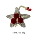 Goldfarbene Stern-Haarklammer mit roten Samtrosen und Strasssteinen, elegantes Haaraccessoire. - Stern Rote Rose Quaste Stil / 5.5*6.5cm / Rot