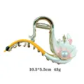 Elegant swan and pearl metal hair claw clip for women, chic back head styling hair accessory. - Swan
