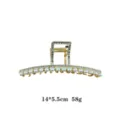 Elegant gold hair claw clip with sparkling rhinestones and white faux pearls for women. - Gold