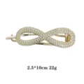 Strass Unendlichkeit Haarspange Gold Legierung Detailansicht Groesse 2,5x10cm Gewicht 22g. - Unendlichkeitsstil (1072-7) / Gold