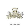 Elegant gold metal hair claw with pearls and rhinestones for women stylish daily wear. - Lead