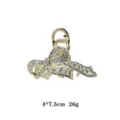 Elegant rhinestone bow hair claw clip, gold metal shark clip for women's stylish updos. - Graphite