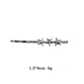 Silver rhinestone star hair clip, 1.3x8cm sparkling metal side bangs pin for cute girls - Silver Rhinestone Star Style