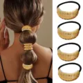 Goldfarbene Metall Haargummi Zopfmanschette Set, elegante Vintage Hufeisen Haarspangen Damen. - Sortierter Haarschmuck (Set 28) / 4er-Set / Gold