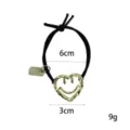 Gold heart smiley face hair tie black elastic rubber band fashion hair accessory variant. - Heart Smile Pendant (1111-6)