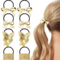 Goldene Metall Haargummis Set Schleife Schmetterling Pferdeschwanz Halter Haarschmuck Damen - Set 10 / 8er Set