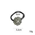 Black crystal camellia hair tie, stylish elastic hair rope with pearl and gold trim. - Camellia Pearl Style (1111-7)