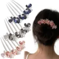Rhinestone butterfly hair comb variant, elegant hair accessory for buns and updo styling. - Blue Gray Black Pink Butterfly Fork Set (1132-13) / Set of 3