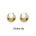 Chunky gold hoop earrings for women, 3x2.8cm statement thick dome metal ear rings jewelry. - Gold C-Shaped Smooth Thick Style (rs017-10) / Gold
