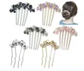 Crystal rhinestone butterfly hair comb set elegant bun pin wedding hair accessories for women - Multi-Color Mixed Hair Sticks Combs Pins Set (1132-15) / 5 Pieces