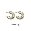 Gold Chunky C-Shape Hoop Earrings 4x4cm Smooth Plated Fashion Jewelry for Daily Wear - Gold Thick Semi-Circular C-Shaped Style (rs017-11) / Gold