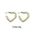 Gold heart hoop earrings fashion geometric minimalist metal jewelry for women daily wear - Gold Heart Shaped Smooth Style (rs017-12) / Gold