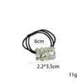 Rhinestone metal geometric hair tie elastic rubber band fashion hair accessory for women - Rhinestone Metal Plate (1111-13)