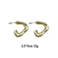 Gold irregular geometric hoop earrings, glossy plated metallic statement fashion jewelry. - Gold Irregular Geometric Style (rs017-13) / Gold