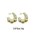 Gold Chunky Puffed Hoop Earrings Glossy Metal Ribbed C-Shape Earrings Fashion Jewelry - Gold 3D Puff Texture C-Shaped Style (rs017-14) / Gold