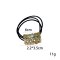 Elegant black crystal hair tie with multi-layered square rhinestone elastic ponytail holder. - Multi-layer Crystal Band (1111-15)