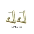 Gold plated geometric earrings for women fashion trend unique abstract design jewelry pieces. - Gold Fashion Geometric Style (rs017-15) / Gold