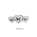 Triple heart butterfly hair clip alloy white enamel hair pin elegant side hair clip 2.5x6.5cm - White Heart Silver Butterfly Style (1101-16)