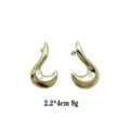 Gold plated abstract curved earrings, smooth fashion jewelry, elegant drop design for women. - Gold Streamlined Teardrop Hook Style (rs017-17) / Gold