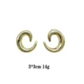 Gold crescent shape stud earrings, smooth surface fashion jewelry, size 3x3cm, weight 14g. - Gold Crescent Moon Swirl Style (rs017-18) / Gold