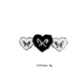 Black and white heart butterfly hair clip, elegant metal spring hairpin for women daily styling. - Black and White Heart Bowknot Style (1101-12)