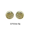 Gold plated geometric swirl stud earrings for women, chic fashion metallic ear jewelry. - Gold Swirl Stud Earring Style (rs017-21) / Gold