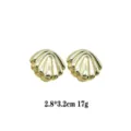 Gold shell earrings, shiny smooth gold-plated finish, 2.8x3.2cm geometric fashion ear studs. - Gold Shell Shaped Style (rs017-22) / Gold