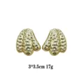Gold-plated textured abstract sculptural stud earrings, chic geometric statement jewelry. - Gold 3D Irregular Block Style (rs017-23) / Gold