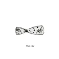 Korean style enamel bow hair clip with black dots and metal flower butterfly design for women. - White Base Black Dot Enamel Bowknot Style (1101-7)