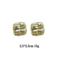 Chunky gold-plated knot stud earrings for women, stylish smooth metal geometric fashion jewelry. - Gold 3D Woven Knot Style (rs017-24) / Gold