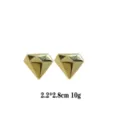 Gold geometric diamond shaped stud earrings for women fashion trendy daily jewelry wear. - Gold 3D Diamond Cut Style (rs017-26) / Gold