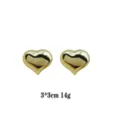 Gold-plated puffy heart stud earrings, smooth minimalist fashion ear jewelry for women. - Gold Smooth Heart Style (rs017-27) / Gold