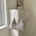 Stylish plush hobo bag for women, soft furry underarm shoulder bag for autumn winter. - Light Gray
