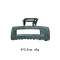 Rhinestone rectangular hair claw clip metal shark clip for thick hair styling accessories 9x5.5cm - Gunmetal Black Rectangle