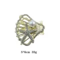 Elegant gold rhinestone pearl hair claw clip for women, exquisite shell design shark clip. - Slate Gray