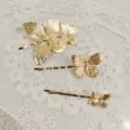 Goldene Schmetterling Haarnadeln elegante Seitenclips filigrane Haarschmuck für Damen - Set 1