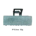 Rhinestone metal hair claw clip sparkling crystal rectangular hairpin for women styling 9cm - Gun Black Rectangle