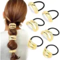 Minimalist alloy hair tie set detail display and styling representation for women. - Minimalist Geometric Multi-Layer Style / Set of 6