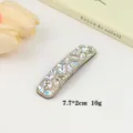 Rhinestone hairpin sparkling hair clip for women elegant side clip hair accessories 7.7cm - White (1069-3 White)