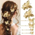 Elegantes goldenes Schmetterling Haarklammern Set, stilvolle Haaraccessoires für Frauen. - Set 3