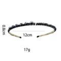 Diadema de cuentas negras para mujer retro cristal aro de pelo delgado metal accesorio. - Estilo de Cuentas Facetadas Negras (1099-6)