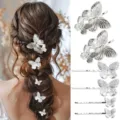 Silberne Schmetterling Haarspangen Set, elegante metallische Haarnadeln Damen Styling. - Set 2
