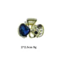 Exquisita pinza de pelo con lazo pequeno dorada diamantes cristal azul brillante - Rosa Loto