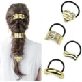 Detailansicht der goldenen Legierungs-Haargummis mit minimalistischem Metall-Design. - Set 25 / 4er-Set