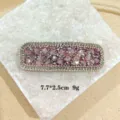 Pink rhinestone hair clip, elegant crystal bobby pin, sweet sparkling hair accessory for women. - Pink Rectangle (1069-5 Rectangle)